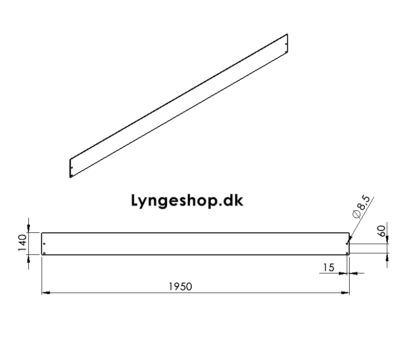 Sort lakeret gr&aelig;skanter af st&aring;lplade 14x195cm. 2 mm