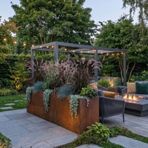 Corten plantekumme i 5 mm stålplade med målene 120 x 40 x 40 cm