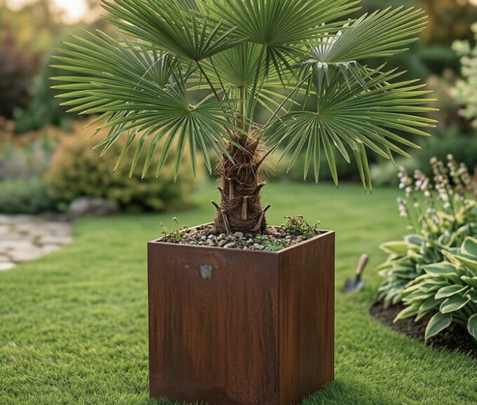 Plantekumme i 3 mm stålplade med målene 40 x 40 x 60 cm