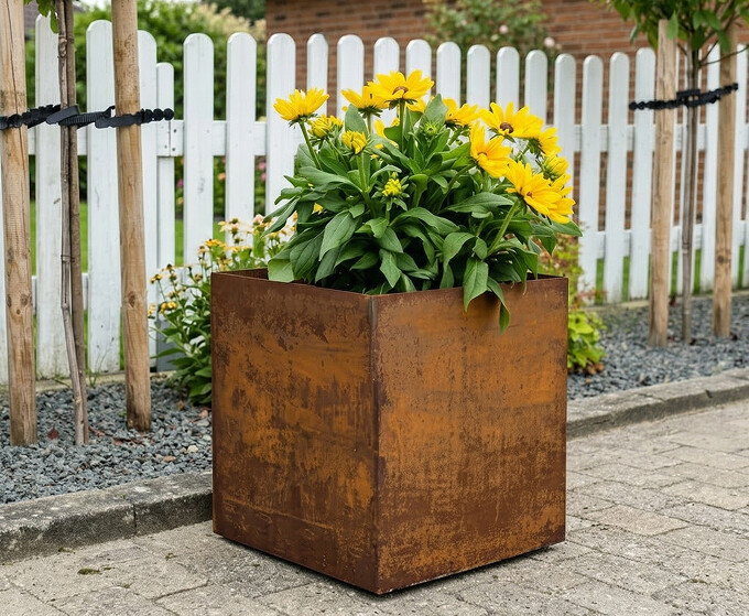 Plantekumme i 3 mm stålplade med målene 50 x 50 x 50 cm