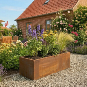 Plantekumme i 5 mm rust stålplade. 80 x 40 x 35 cm