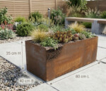 Plantekumme i 5 mm rust stålplade. 80 x 40 x 35 cm