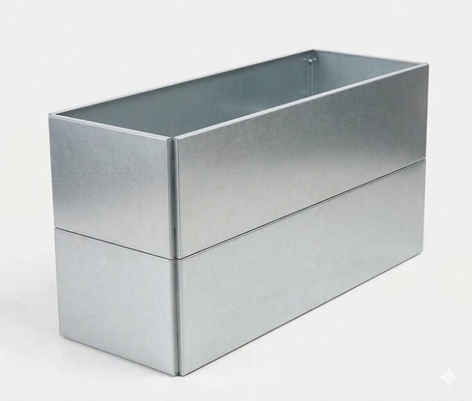 Plantekumme i varmgalvaniseret stål med skjulte hjul måler 120 x 40 x 50 cm