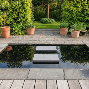 Spejlbassin i 5 mm Corten stål måler 160 x 80 x 10 cm