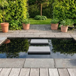 Spejlbassin i 5 mm Corten stål måler 160 x 80 x 10 cm