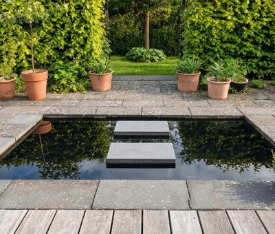 Spejlbassin i 5 mm Corten st&aring;l m&aring;ler 160 x 80 x 10 cm