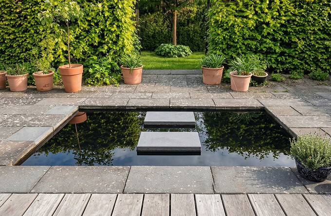 Spejlbassin i 5 mm Corten stål måler 160 x 80 x 10 cm