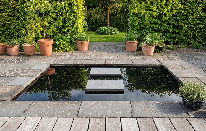 Spejlbassin i 5 Mm Corten Stål Måler 160 x 80 x 10 Cm - Flot Vandspejl til Haven