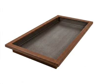 Spejlbassin i 5mm Corten st&aring;l med kant  120 x 60 x 10