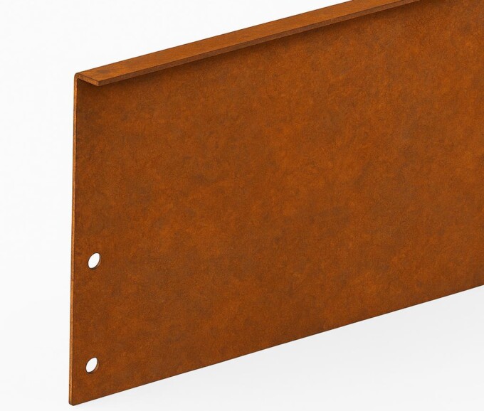 Græskanter i corten stål 3 mm 20x298 cm med bukket kant