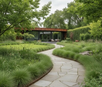 Gr&aelig;skanter i cortenst&aring;l H15 cm