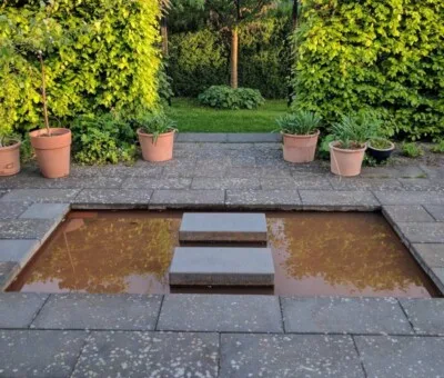 Spejlbassin i 5 mm Corten st&aring;l m&aring;ler 200 x 100 x 10 cm