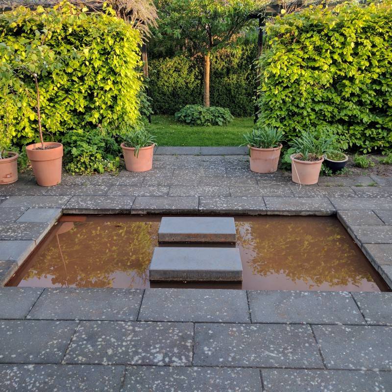 Spejlbassin i 5 Mm Corten Stål Måler 200 x 100 x 10 Cm - Flot Vandspejl til Haven