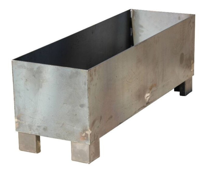 Plantekumme i 5 mm stålplade med ben målene 120 x 40 x 35 cm