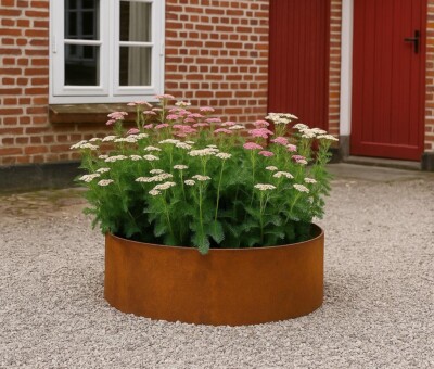 Rundt h&oslash;jbed &oslash;90 cm i 5 mm corten st&aring;l, 50 cm h&oslash;jt