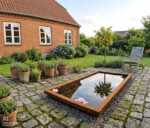 Spejlbassin i 5mm Corten stål med kant  120 x 60 x 10