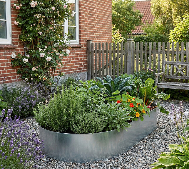 Ovale højbed galvaniseret uden sneglekant H26 cm