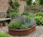 Ovale højbed rusten med sneglekant H26 cm