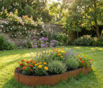 Ovale højbed rusten uden sneglekant H26 cm