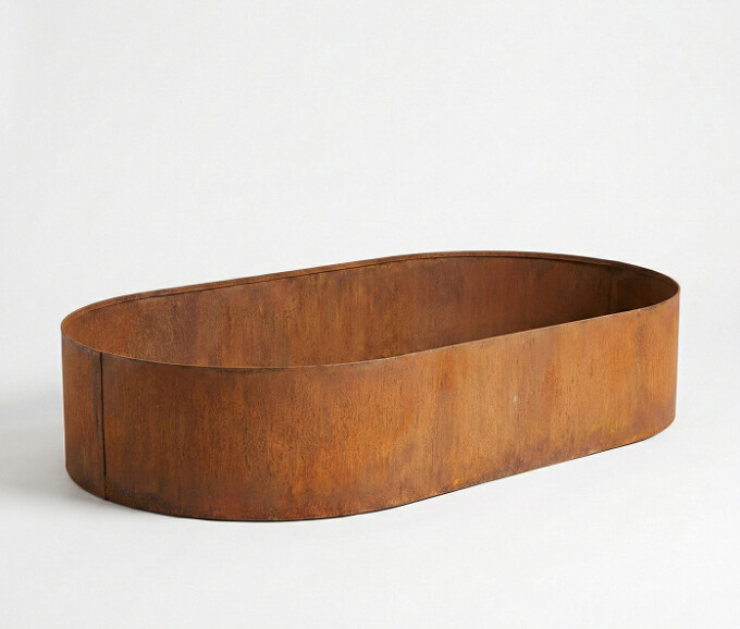 Ovale højbed rusten uden sneglekant H54 cm