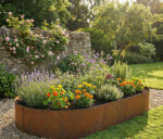 Ovale højbed rusten uden sneglekant H54 cm