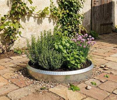 Rundt h&oslash;jbed galvaniseret med sneglekant H26 cm