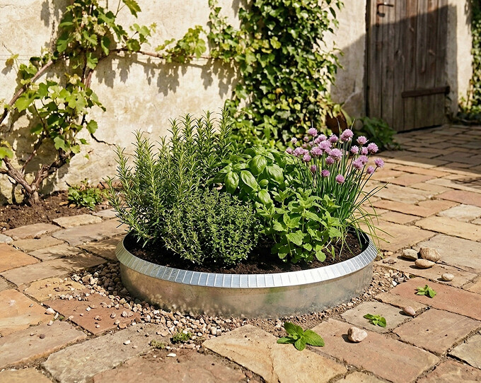 Rundt højbed galvaniseret med sneglekant H26 cm