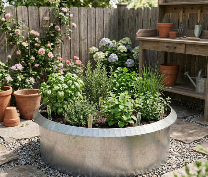 Rundt højbed galvaniseret med sneglekant H40 cm