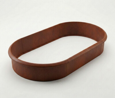 Ovale h&oslash;jbed rusten med sneglekant H26 cm