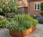 Ovale højbed rusten uden sneglekant H40 cm