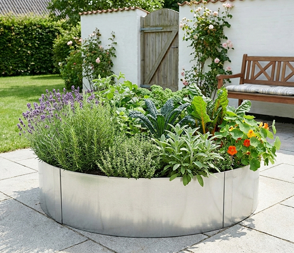 Rundt højbed galvaniseret uden sneglekant H26 cm