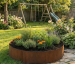 Rundt højbed i cortenstål 5mm H25 cm