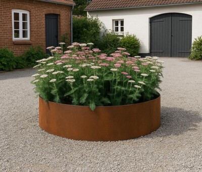 Rundt h&oslash;jbed i cortenst&aring;l 5mm H40 cm