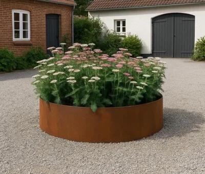 Rundt h&oslash;jbed i cortenst&aring;l 5mm H40 cm