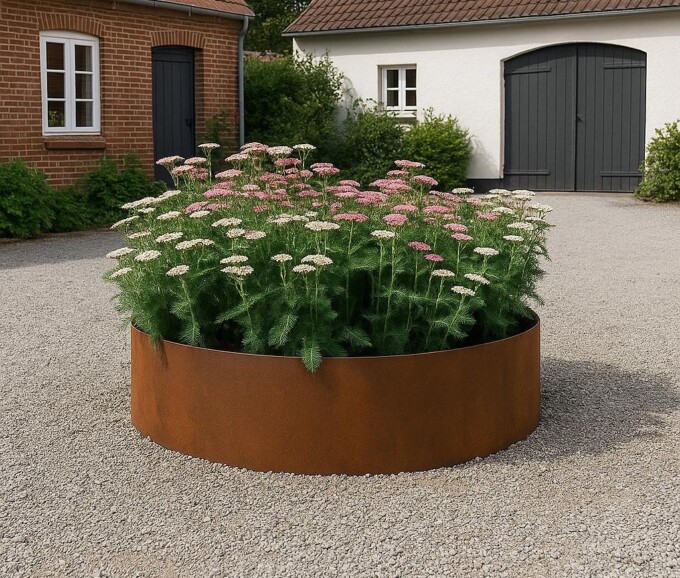 Rundt højbed i cortenstål 5mm H40 cm