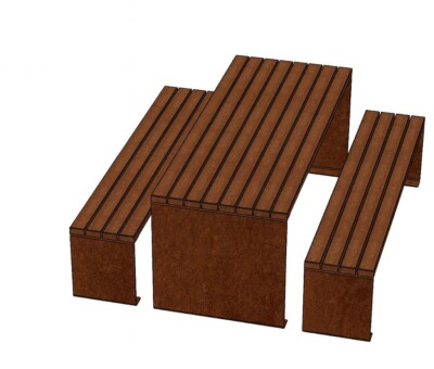 Bord b&aelig;nke s&aelig;t 180 x74 cm H 73 cm med Mahogni.