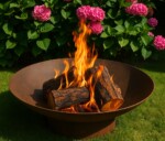 Rundt bålfad i cortenstål uden kant og uden afløbshul