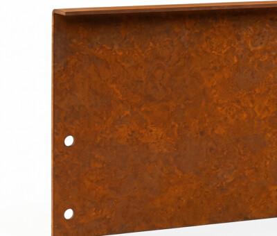 Gr&aelig;skanter i corten st&aring;l 3 mm 15x298 cm med bukket kant