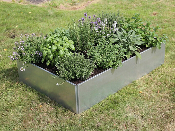 Højbede sæt firkantet galvaniseret uden sneglekant rest