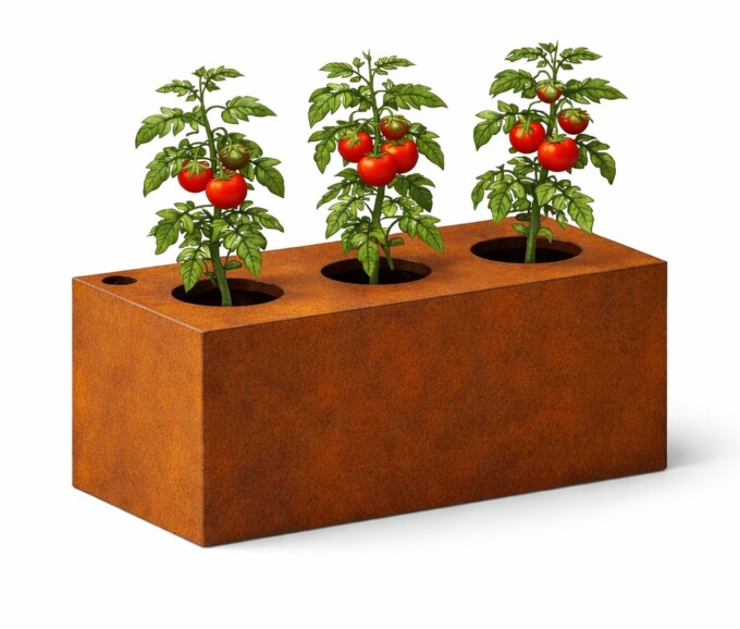 Cortenstål skjuler på hjul med låg til Homefarme