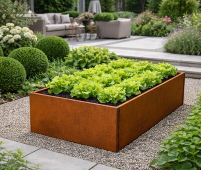 H&oslash;jbede i cortenst&aring;l B80 H40 cm flere l&aelig;ngder