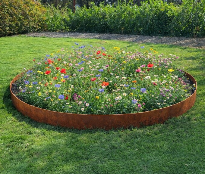 Rundt højbed i cortenstål H15 cm flere størrelser