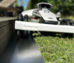 Robotgræskant i varmgalvaniseret plade, 195 cm i længden, flere bredder